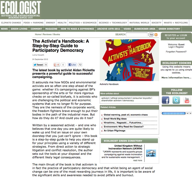 Screen shot of The Ecologist Review