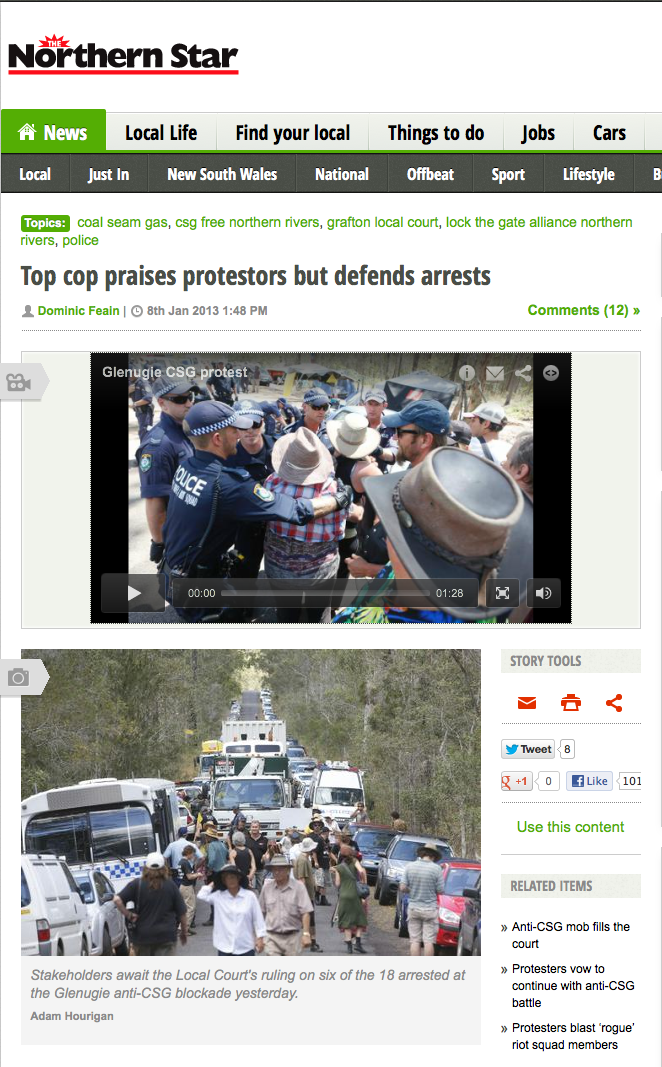 Top Cop praises protesters but defends arrest - Northern Star