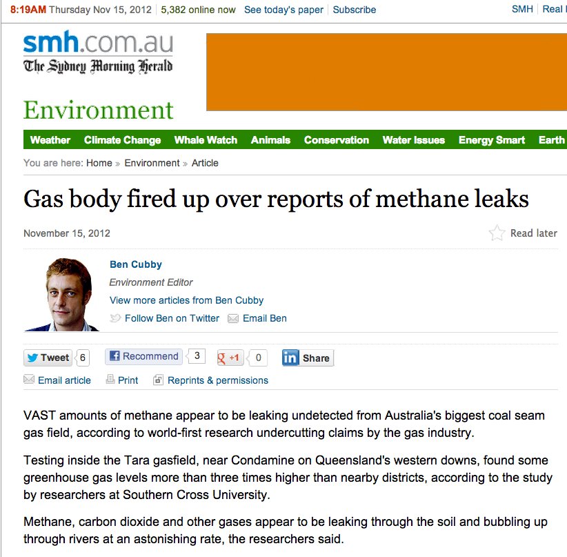 Gas body fired up over reports of methane gas leaks SMH Aidan