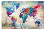 colourful watercolour world map